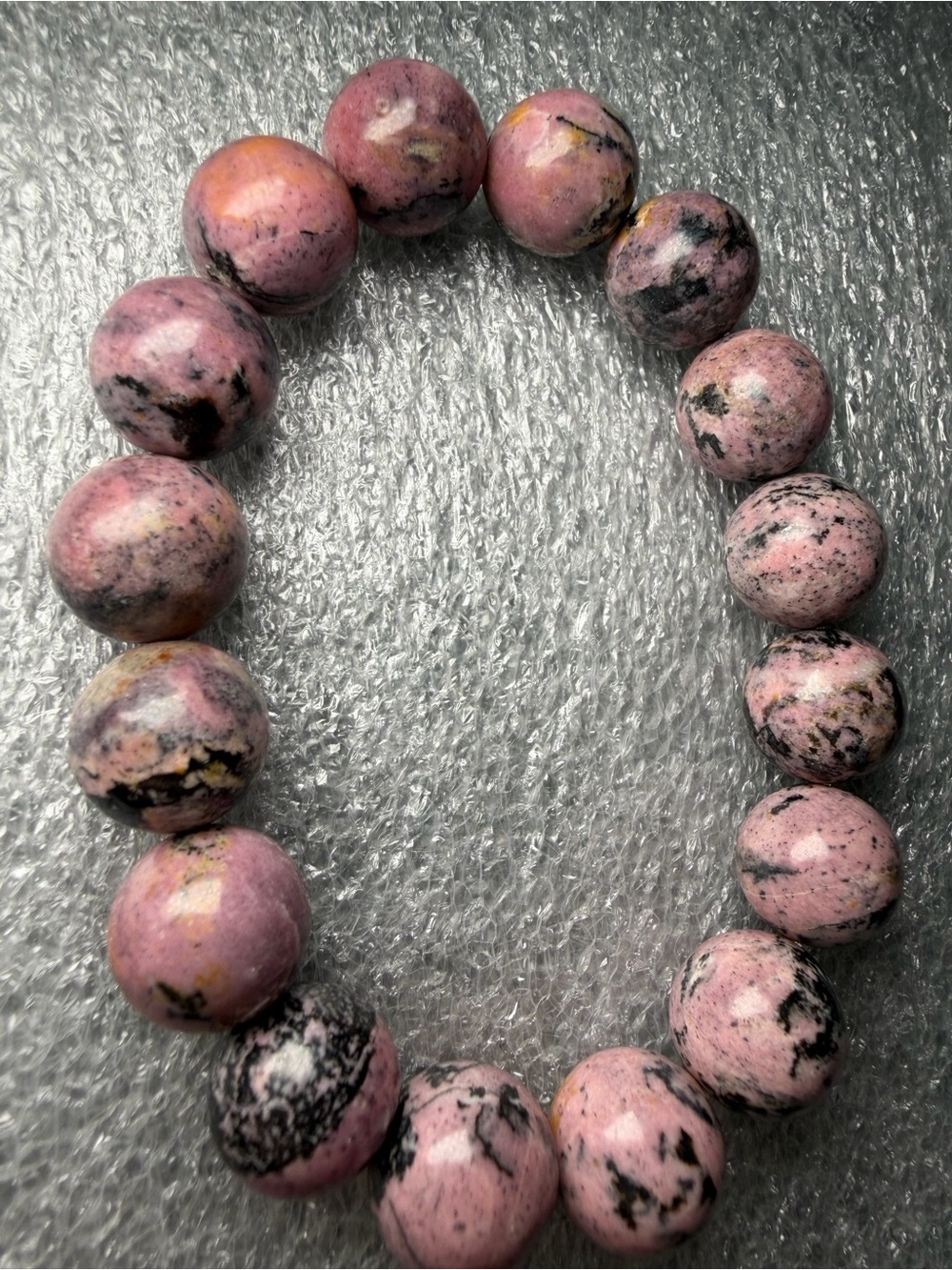 Beautiful 12MM Rhodonite Natural Crystal Bracelet
